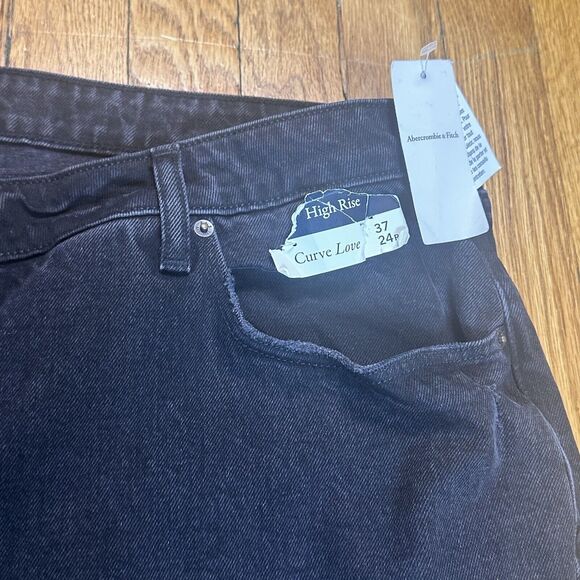 Abercrombie & Fitch Jeans Womens Sz 37/24R Black 90's Relaxed High-Rise NWT FLAW - Picture 5 of 9